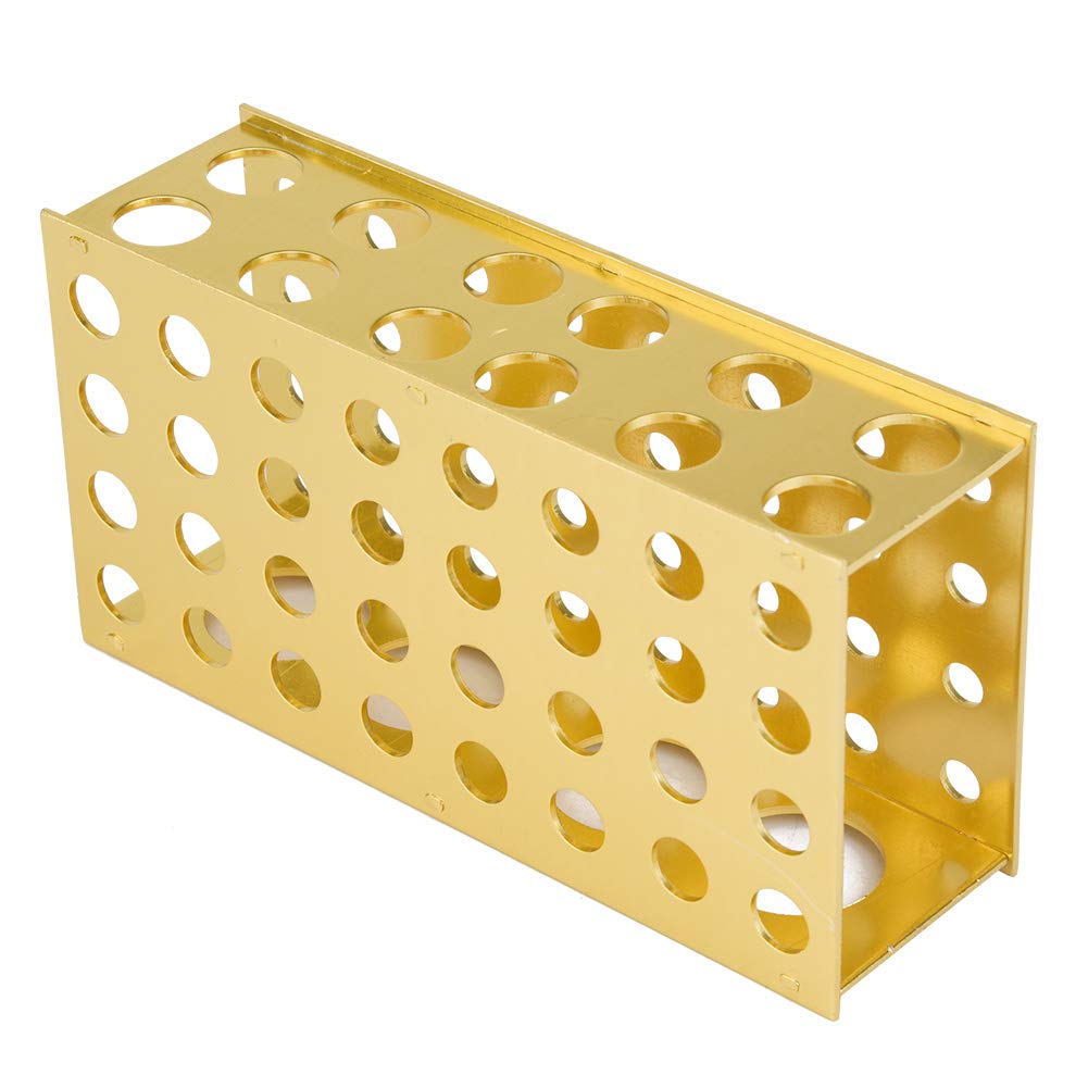 Soporte para tubos de ensayo de aluminio dorado 8x12, 3x18, 30 mm diámetro del orificio