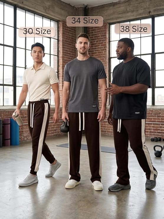 Image of GRECIILOOKS Trouser for Men | Man Relaxed Fit Trousers Twill Track Style | Straight Fit Wide Leg Trousers for Mens with Drawstring Waist | Korean Casual Travel Streetwear Pants