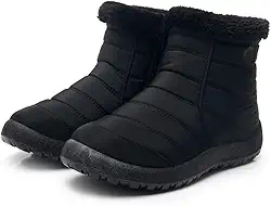 Botas femininas de cano curto de pele quente para neve sapatos femininos de inverno impermeáveis acolchoados calçados de inverno