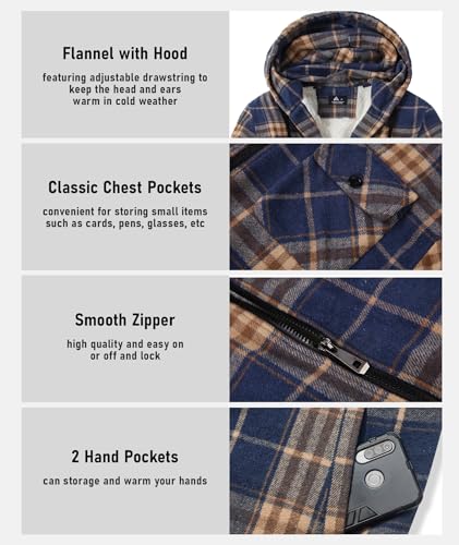 Image of GEEK LIGHTING Men's Flannel Shirts Jacket Sherpa Lined Fleece Plaid Hoodie Long Sleeve Winter Warm Coat