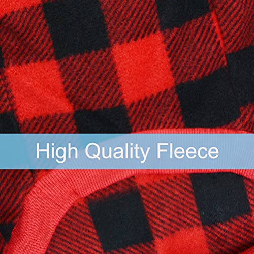Plaid Dog Hoodie Pet Fleece Sweater Winter Coat With Hat For Small Medium Large Dogs Red And Black S #TOP4