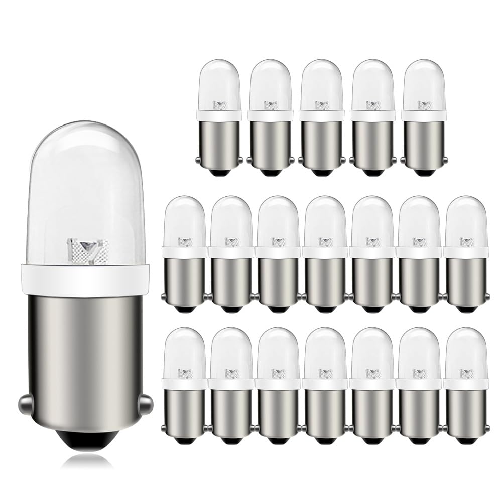 Ruiandsion BA9S 120V White LED Bulb 20-Pack, Neutral White 150LM, General Purpose Replacement for Panel Illumination & Equipment Status Indicator