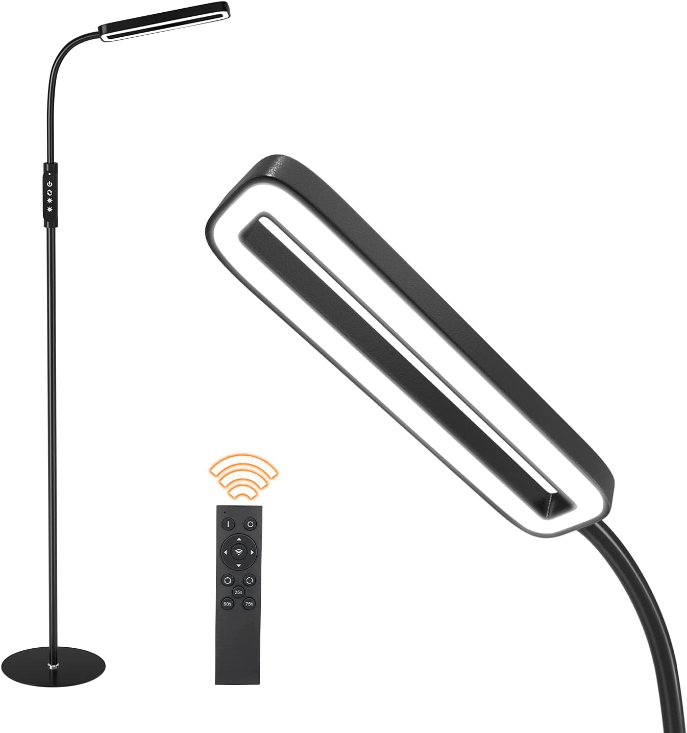 Floor Lamp for Living Room, 4 Color Temperature and Stepless Dimmable Work Lamp, Modern Floor Lamp, Flexible Gooseneck Adjustable Lamp Height for Bedroom, Reading Lamp