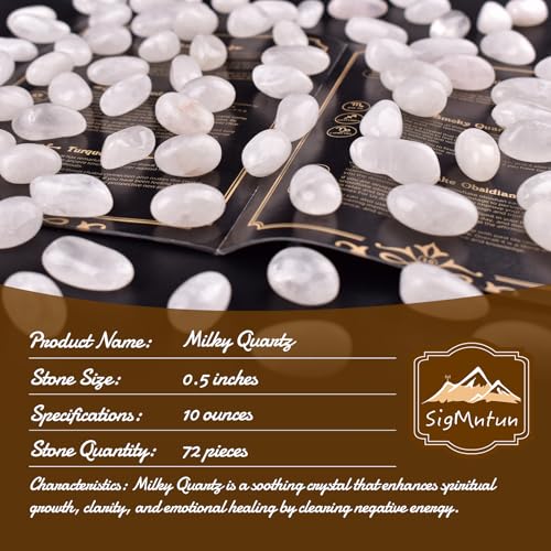 Image of Polished Milky Quartz Crystals - 72 Pcs, 0.5 inch 10 oz Handpicked Natural Tumbled Gemstones Agate Jasper Rocks, Pebbles for Reiki, Chakra, Healing Home Decor