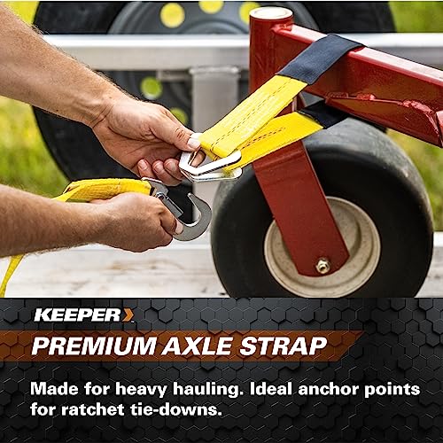 Image of Keeper - 2 inch x 24 inch Premium Axle Tie Down Strap with D Rings - 3,333 lbs. Working Load Limit and 10,000 lbs. Break Strength,One Color (Pack of 2)