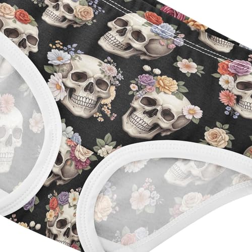 Joisal Designer Toddlers Underwear Floral 2t Cotton Cute Panties Girl Chic Skulls Florals Black Briefs Kids Undies4