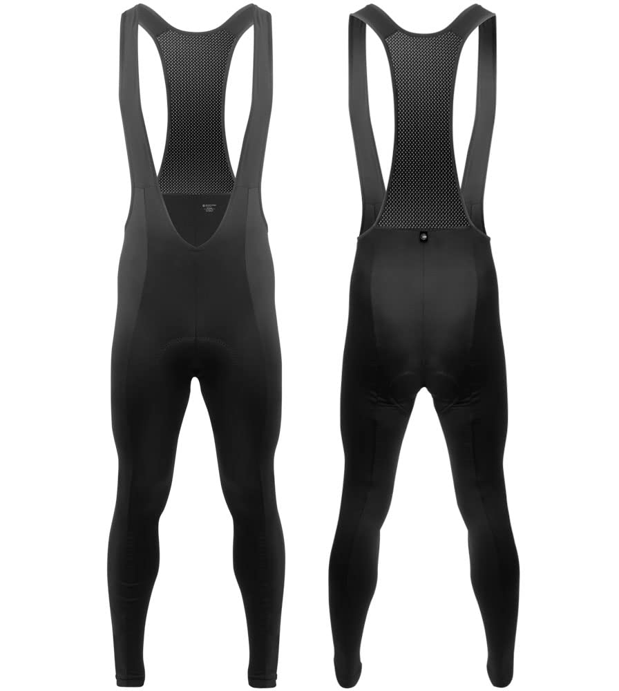 AERO|TECH|DESIGNS | Men's USA Classic Padded Fleece Cycling Bib-Tights | Black | Tall Fit | Large