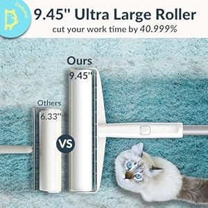 Large Lint Roller – 9.45 in Giant Lint Roller Refill 360 Sheets Total, 45 in Telescopic Pole to Clean without Bending Down, Sticky Rollers for Floor Cleaning Carpets, Cars, Clothing, Pet Hair