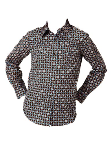 GIRLS LONG SLEEVE SNAP AZTEC MEDALLIONS WESTERN SHIRT