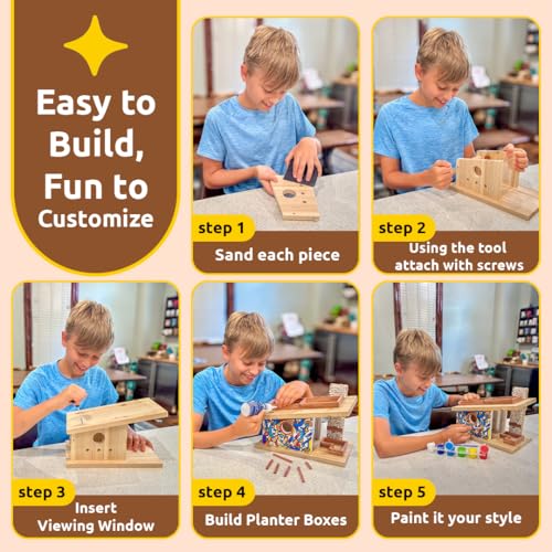 SparkJump Modern Birdhouse Woodworking Kit, Complete DIY Birdhouse for Kids & Adults, Build Your Own BirdhouseKit for Creative Woodworking Crafts - Thumbnail 3
