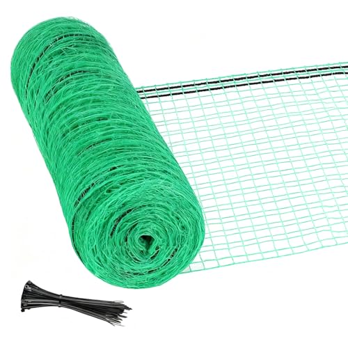 mychoiii Safety Fence 4ft x 100ft Heavy Duty Plastic Mesh Temporary Fencing with 50 Zip Ties 0.6in Tight Mesh Rope-Reinforced Edge & Top Rope for Garden Construction Snow Deer Animal Barrier Green