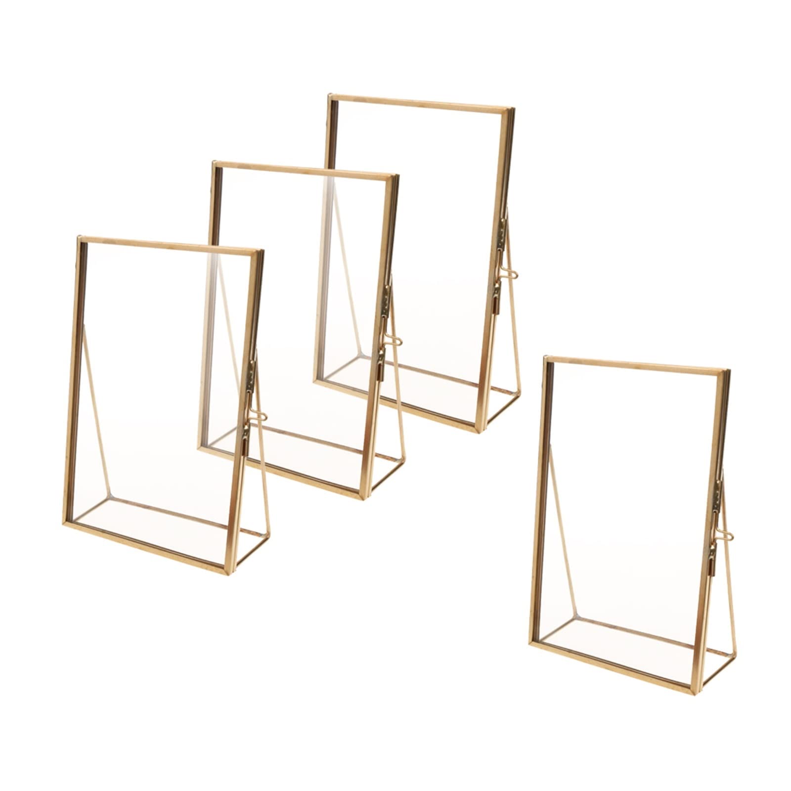 4 STÜCKE Messing Glas Bilderrahmen Home Hochzeitsdeko Gold
