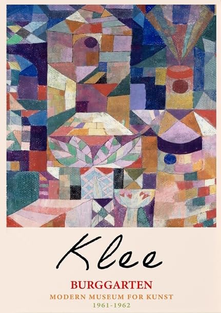 Paul Klee affiche Château peinture toile vintage paysage abstrait décoration 60x80