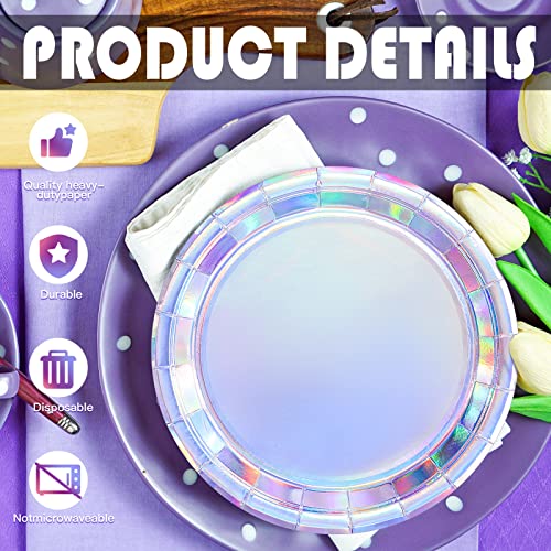 100 Pcs Paper Plates 9 Inch Round Disposable Dessert Plates Dinner Appetizer Plates For Cake Salad Pizza Birthday Baby Showers Parties Events Celebrations Home Wedding Decoration (Iridescent) #TOP4