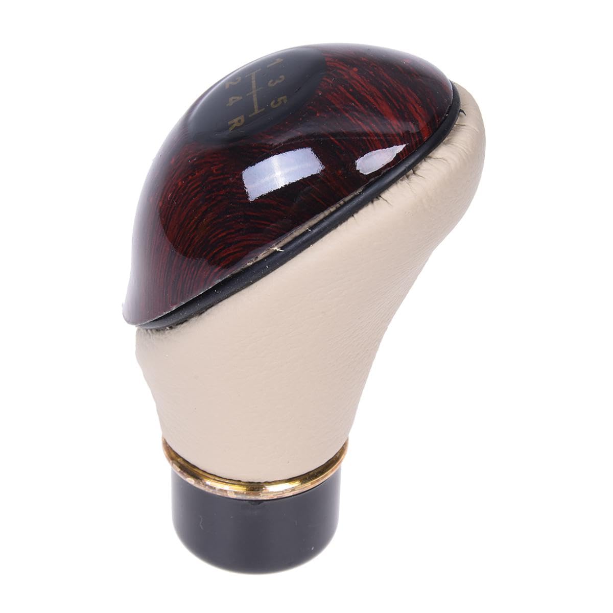 DHANVINE Wooden PU Leather Manual Beige Gear Shift Knob Compatible with Maruti Suzuki Wagonr Type-2 (2011-2018)-image-26