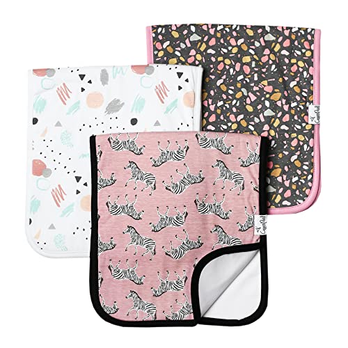 Image of Copper Pearl Premium Baby Burp Cloths - 3-Pack Large Cotton Burp Cloths, Extra Soft Spit Up Rags with 3 Absorbent Layers, Perfect for Baby Boy and Baby Girl Gifts (21" x 10" Size, Zella Set)