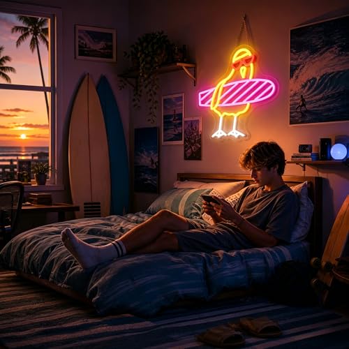 Image of Neon Sign, JGHTURIE Duck Dimmable Neon Signs for Wall Decor, Cute Funny Duck Light up Led Sign for Room, Kitchen, Shop, Bar, Birthday, Party & Home Decor - USB Powered