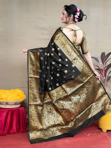 Image of Women's Kanjivaram Silk Saree with Blouse Piece, Banarasi Style,