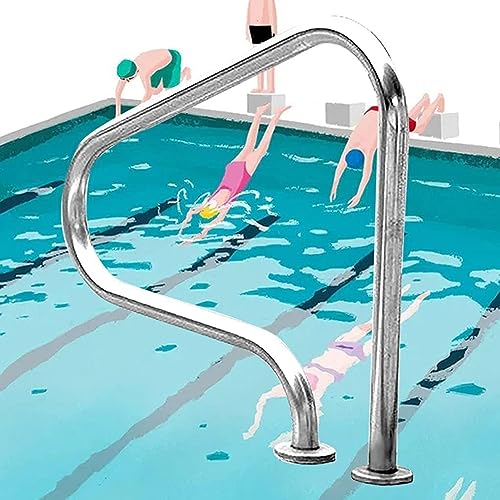 Swimming Pool handrails, Stainless Steel Swimming Pool Handles, Silver Rustproof Safety Handles, Hand Rail Brackets for Tilting railings, Indoor and Outdoor Step railings 1pcs