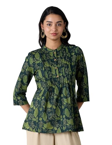 Image of Amazon Brand - Myx Women Cotton Printed A-line Short Kurti (Available in Plus Sizes)