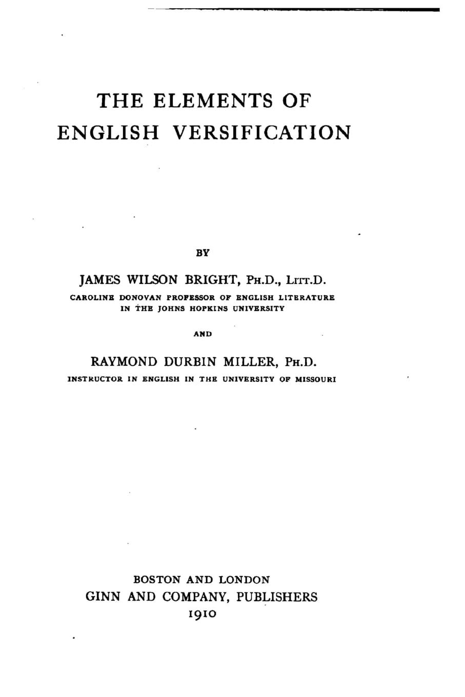 The Elements of English Versification