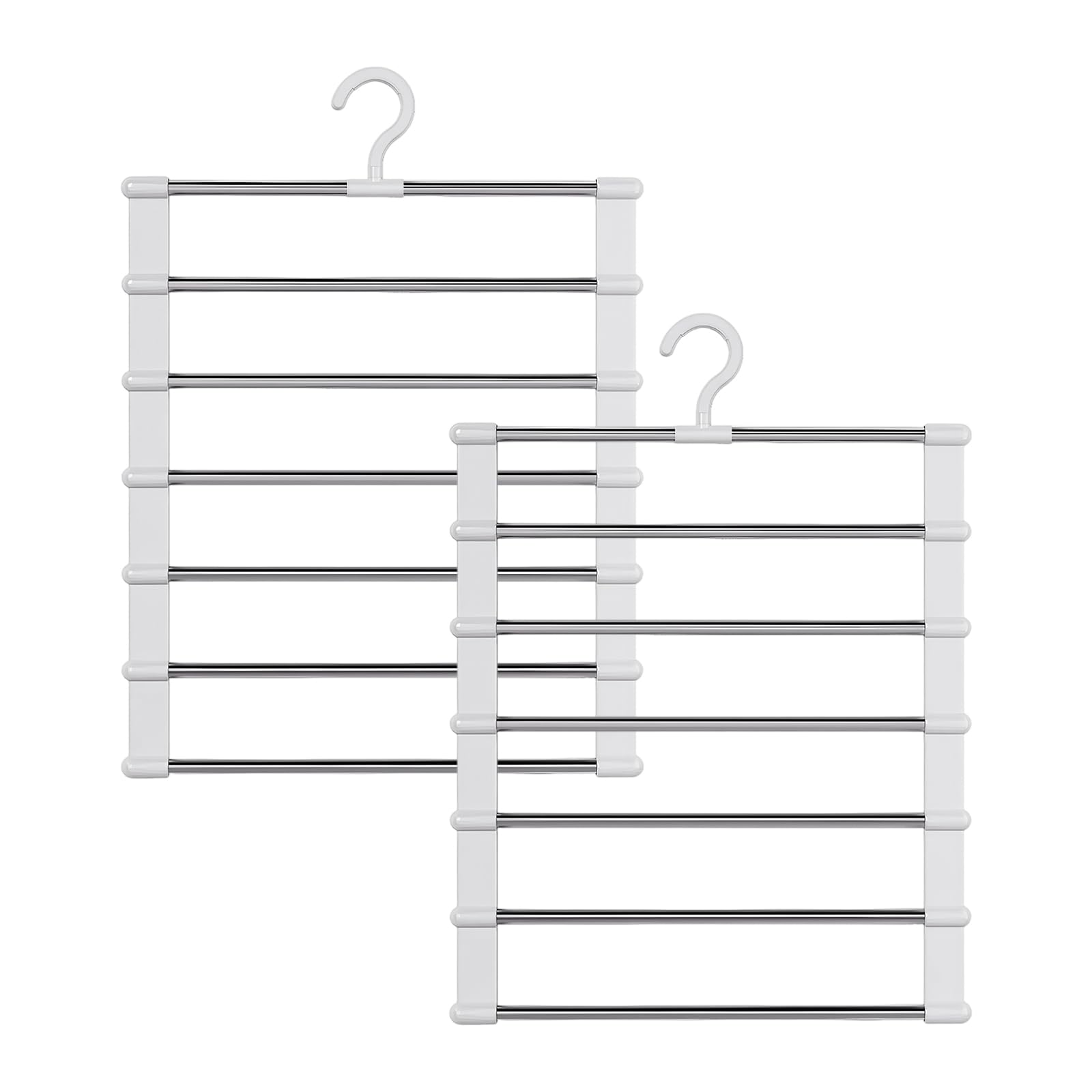 Lot de 2 Porte-Pantalons Pliables, Porte-Pantalons en Acier Inoxydable à Six Couches, Économiseur d'Espace de Garde-Robe, Adapté pour Ranger la Garde-Robe, Écharpes, Jeans, Draps, Cravates