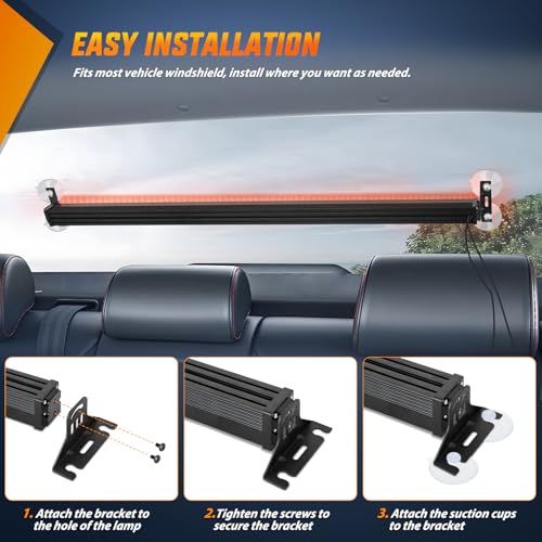 Image of Nilight 144LED Traffic Advisor Strobe Light Bar with Controller Red | Emergency Warning Lights Hazard Interior Front /Rear Windshield Flashing for Cars Plow Trucks Construction Vehicles