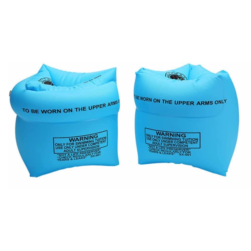 Photo 1 of 2-4 Pcs Inflatable Arm Swimming Floaties Bands, Floatation Water Wings, Swimming Arm Ring Floatie for Children and Adults 30-150LBS (Blue)