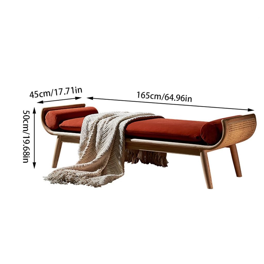 Banco otomano de madera maciza, taburete cambiador de zapatos de puerta, silla de sofá chaise longue, taburete de noche tejido de ratán, banco de dormitorio, banco de comedor