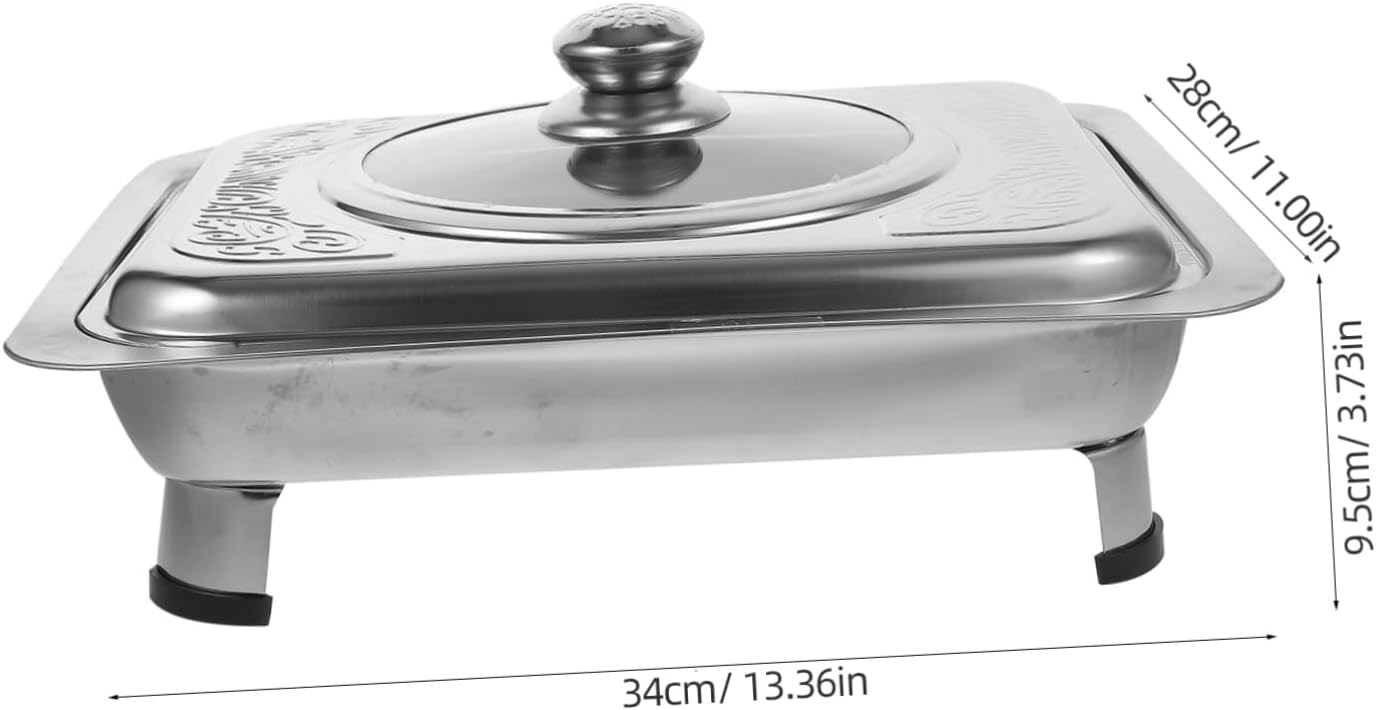 Stainless Steel Buffet Tray with Lid Rectangular Food Holder for Parties Easy to Clean Serving Platter Snack Tray for Catered Events and Banquets