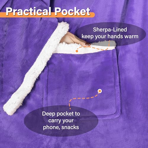 Image of Catalonia Sherpa Wearable Blanket with Sleeves and Pocket for Adults