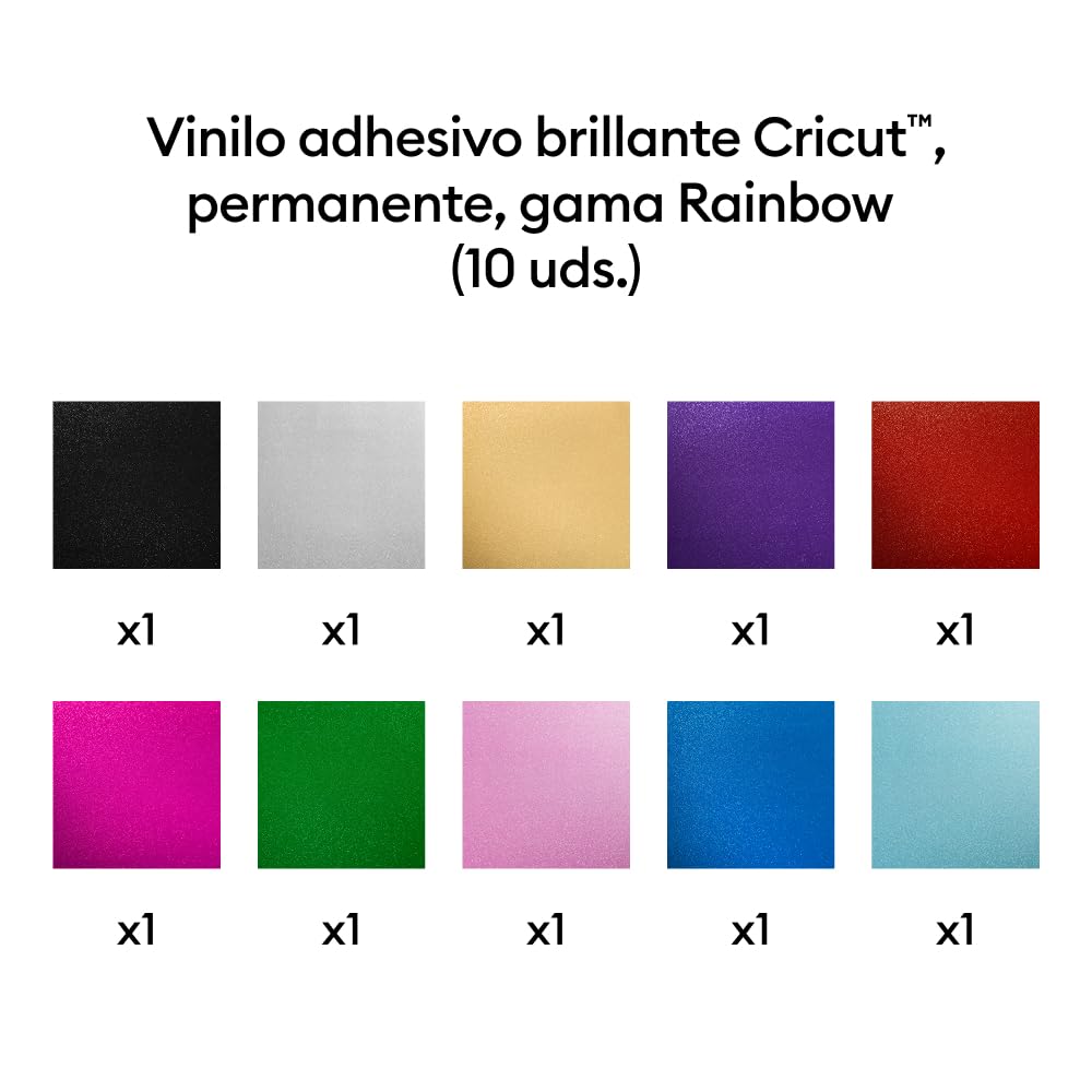 Cricut Vinilo brillante permanente, gama Party, 30,5 cm x 30,5 cm (12 in x 12 in), 10 uds.