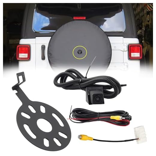 Dasbecan Backup Camera Compatible with 2007-2018 Jeep Wrangler JK Spare Tire Mount Rear View Reverse Camera, Adjustable Bracket, Removable Guidelines with OEM Monitor Adapter Heavy-Duty Metal Housing
