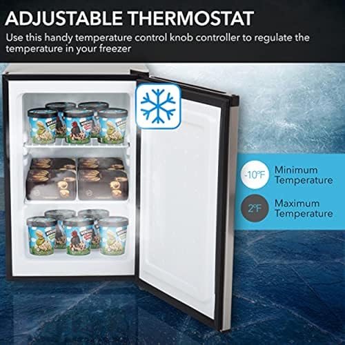 Whynter CUF-210SS Upright Small Mini Freezer with Lock for Bedrooms, Dorms, Garages, Offices, 2.1 Cubic Feet, Stainless Steel