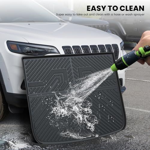 Image of LASFIT Cargo Mat for Jeep Cherokee 2014-2018 | All Weather, TPE, Custom Fit, Trunk Seat Back Mat, Rear Backrest Protectors, Cargo Liner, Black