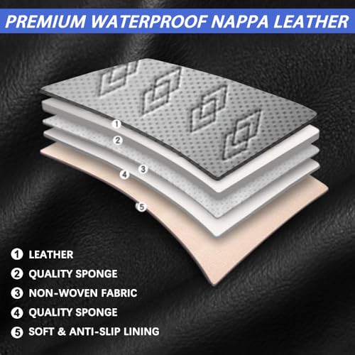 Image of Car Seat Covers for Toyota Camry 2012-2025 2026,Waterproof Leather Seat Covers 5-Seats Standard,Car Interior Accessories with Airbag,Car Seat Protectors for Camry(Black+Gray)