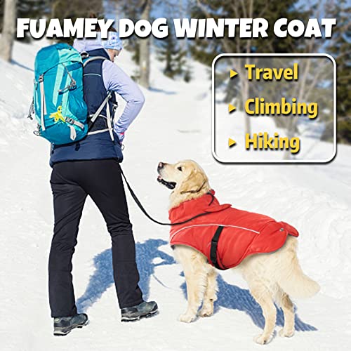 Fuamey Dog Cold Weather Jacket,Dog Winter Coat With Fur Collar Pet Windproof Warm Vest Doggie Reflective Apparel Small Medium Large Paded Dog Clothes With Leash Hole Thick Dog Fleece Outdoor Coats #TOP6