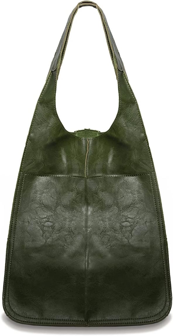 Sacs à main de grande capacité hobo fourre-tout en cuir souple vert femme