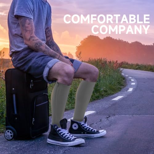 Image of bropite Zipper Open Toe Compression Socks For Women & Men | 2 Pairs 15-20mmhg Compression Socks With Zipper,Toeless Breathable Knee-High For Running Nurses Pregnancy Flying