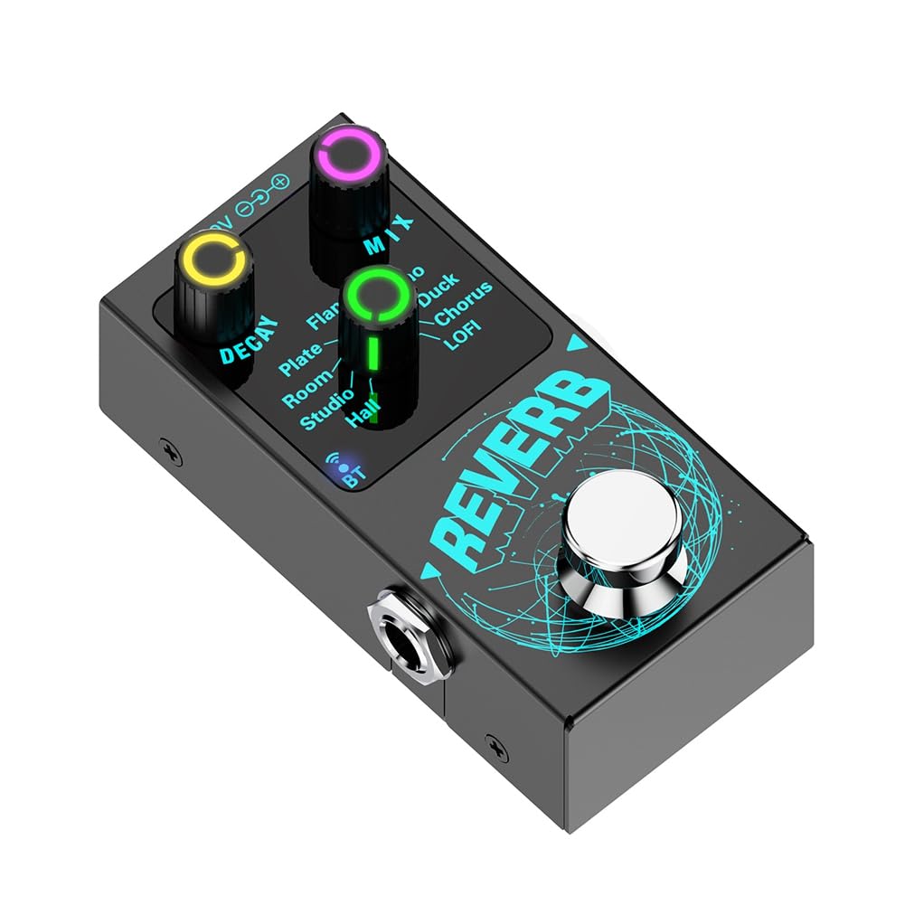 Efecto de Reverberación Digital para Guitarra Dispositivo de Pedal Efecto de Reverberación Incorporado 9 Accesorios para Guitarras con Bypass Real Basado en Reverberación Digital