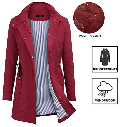 FISOUL Windbreaker Raincoats Waterproof Lightweight Rain Jacket Outdoor Hooded Women's Trench Coats S-XXL
