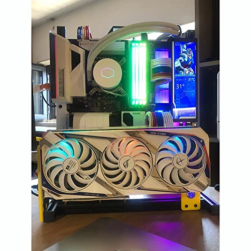 Banco de pruebas ATX para PC con mango portátil, chasis abierto para refrigeración por agua y aire, compatible con overclock y HTPC, soporte para tarjeta gráfica (negro y amarillo) miniatura 6