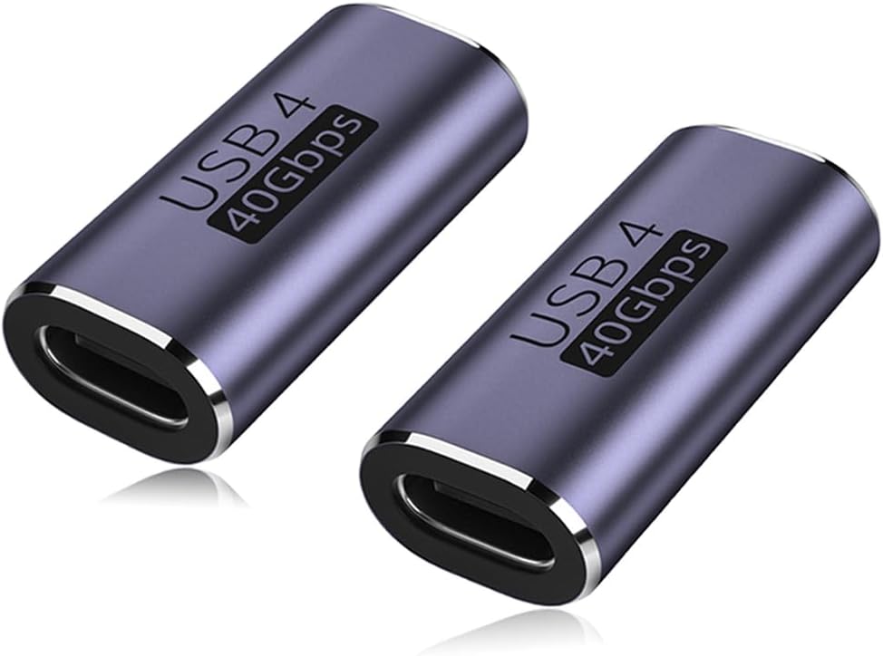 USB C Coupler (2 Pack), USB Type C Female to Female Adapter Extender Compatible with Thunderbolt 4/3 Support up to 40Gbps Data Transfer, 100W Power Delivery and 8K@60Hz Video Pass Through