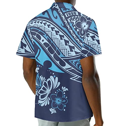 GLUDEAR Men's Polynesian Tribal 3D Print Casual Button Down Short Sleeve Cuba Collar Shirt4