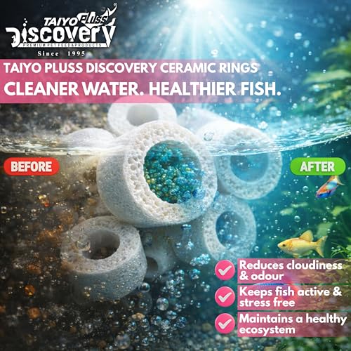 Image of Taiyo Pluss Discovery Filter Media Combo - 150 g Ceramic Rings + 150 g Activated Carbon + 15 pcs Bio Balls + Biochemical Sponge (1 Pc) + Free NET Bags | 4 in 1 Bio Sponge Media for Aquarium Fish Tank