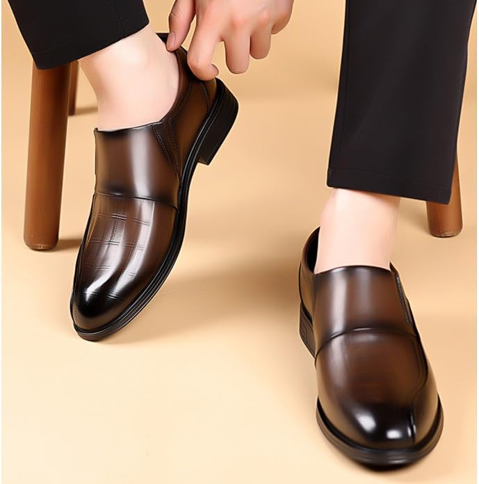Men's Classic Business Dress Shoes, Casual Leather Modern Fashion Pointed Toe Lace Up Wedding Office Work Tuxedo Shoes2