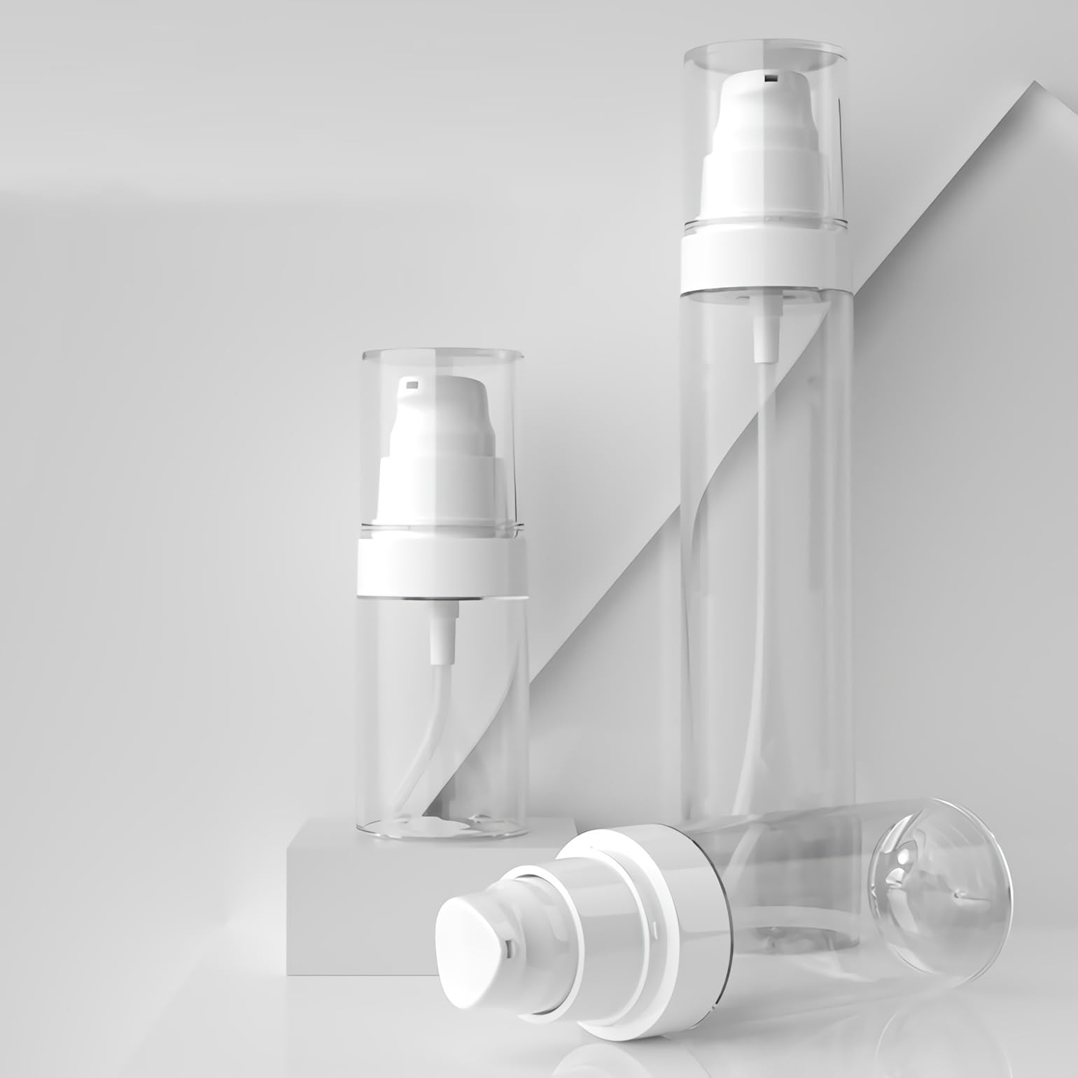 12 Pezzi 100ml flaconi vuoti da Trasparente in plastica da viaggio, ricaricabili, per lozione e shampoo Cosmetica Bottiglie con Pompa Flaconi di Lozione