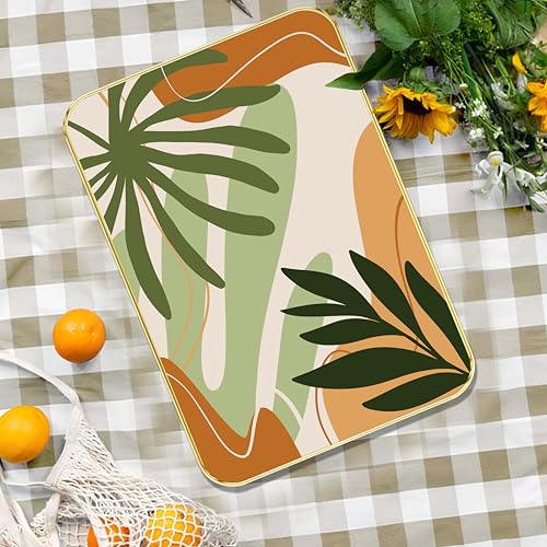 Livin'luxe Tropical Leaf Wall Art | Abstract Botanical Framed Painting with Gold Border – Modern Green & Terracotta Decorative Artwork for Home & Office (13 x 19 Inch) MG01-297