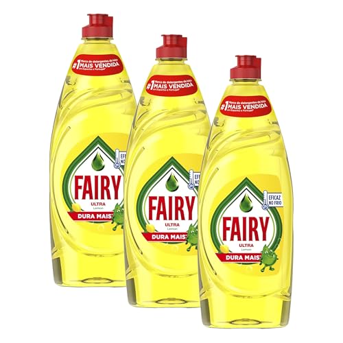 Fairy Ultra Limón Líquido Lavavajillas Verde Con LiftAction: Sin Dejar En Remojo, Sin Grasa, Sin Dificultad Y Suave Con La Piel 654 ML (Paquete de 3)