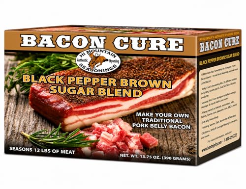Hi Mountain Bacon Cure Seasoning Kit | BLACK PEPPER & BROWN SUGAR BLEND | Pork, Deer, Elk & Venison...